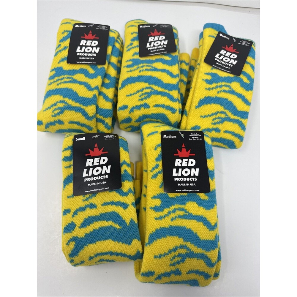 5x Red Lion Adult Youth Unisex Sports Yellow Tiger Knee High Athletic Socks NWT